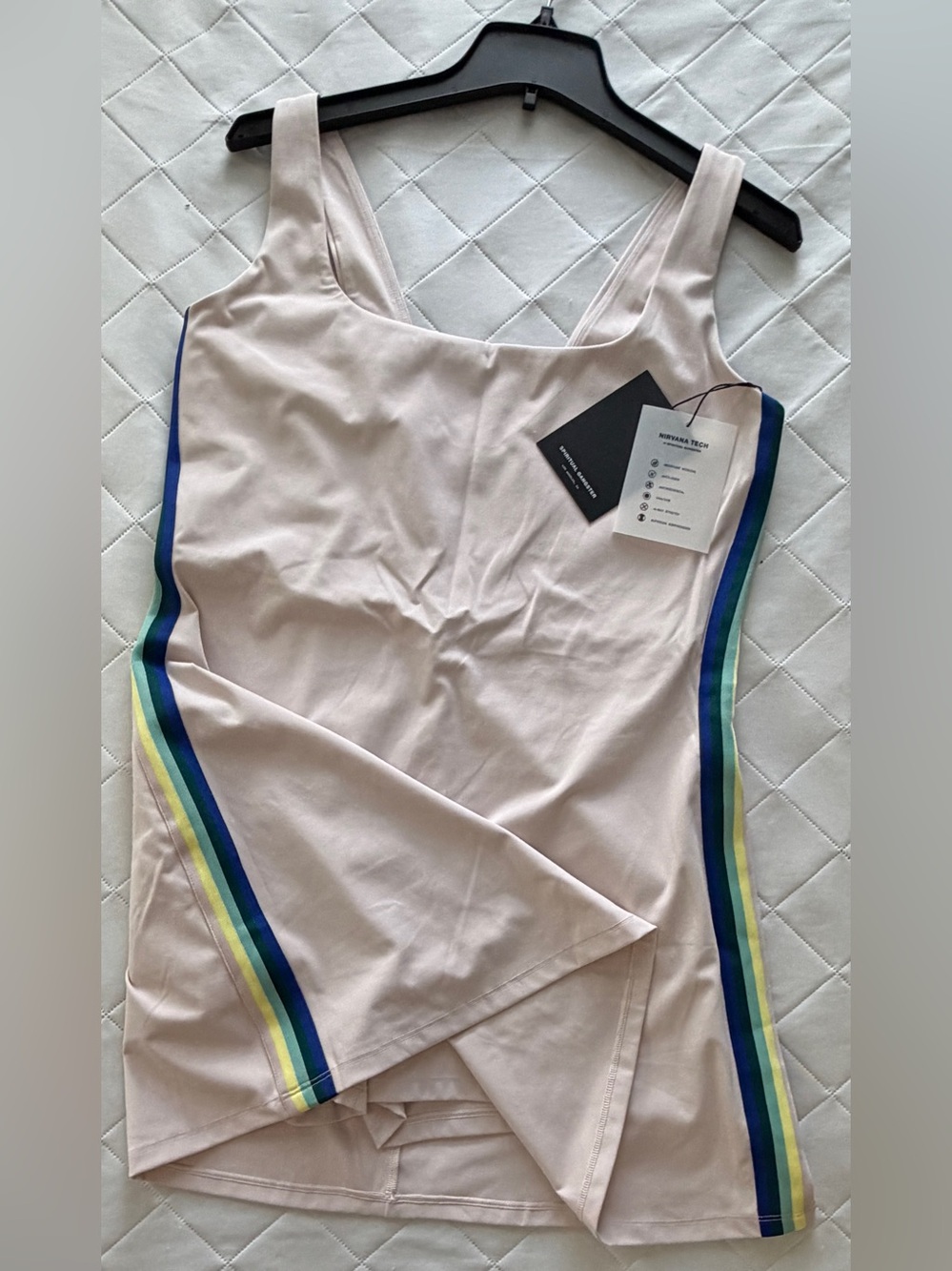 Spiritual Gangster Cream Jumpsuit with Rainbow Side Stripes